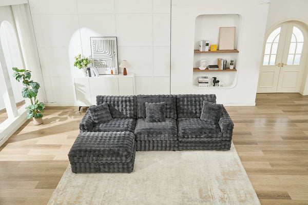 English Elm M5444 Modular Dark Grey Sofa Sectional With Armless Chair & 2 Versatile Ottomans For Custom Comfort W1805S00159