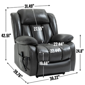 English Elm Dual Motor Power Lift Recliner with Massage Heat and 180 Degree Brown Lounge Chair W1803S00065