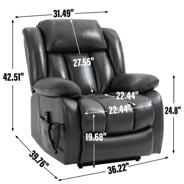 English Elm Dual Motor Power Lift Recliner with Massage Heat and 180 Degree Brown Lounge Chair W1803S00065