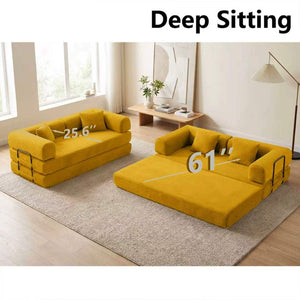 English Elm Coffee Velvet Corduroy Futon Sofa Converts to Daybed Sleeper for Studio Apartments Orange W5156P471827
