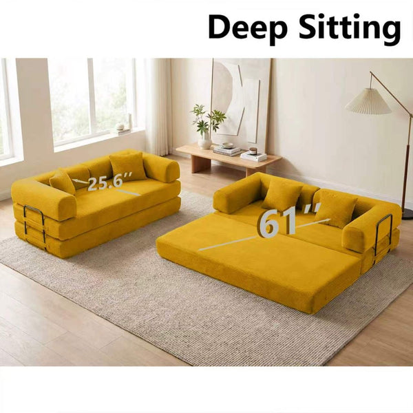 English Elm Coffee Velvet Corduroy Futon Sofa Converts to Daybed Sleeper for Studio Apartments Orange W5156P471827