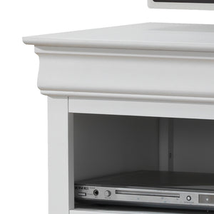 English Elm Charming White Media Storage Unit with Multiple Compartments, 35"H x 42"W x 18"D, No Assembly Required, Smooth Finish B078108235