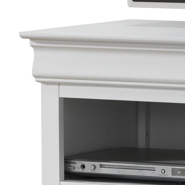 English Elm Charming White Media Storage Unit with Multiple Compartments, 35"H x 42"W x 18"D, No Assembly Required, Smooth Finish B078108235