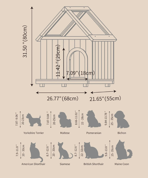 English Elm Daisy Cedar Pet House Acrylic Roof Floral Carved Indoor Outdoor Wooden Cat Shelter W3799P382526