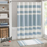 Madison Park Spa Waffle Transitional Shower Curtain with 3M Treatment MP70-4159 Blue