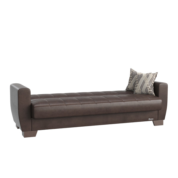 English Elm PrimeNest Zerova Collection Upholstered Convertible Sofabed with Storage, Click-Click Sleeper for Small Spaces Brown PU B030P286467