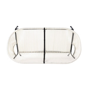 English Elm Christopher Knight Home® - NUSA Faux Wicker 3-Piece Outdoor Patio Chat Set with Rustproof Iron Frame, Curved Club Chairs & Loveseat White NUSA3PCSETWHI