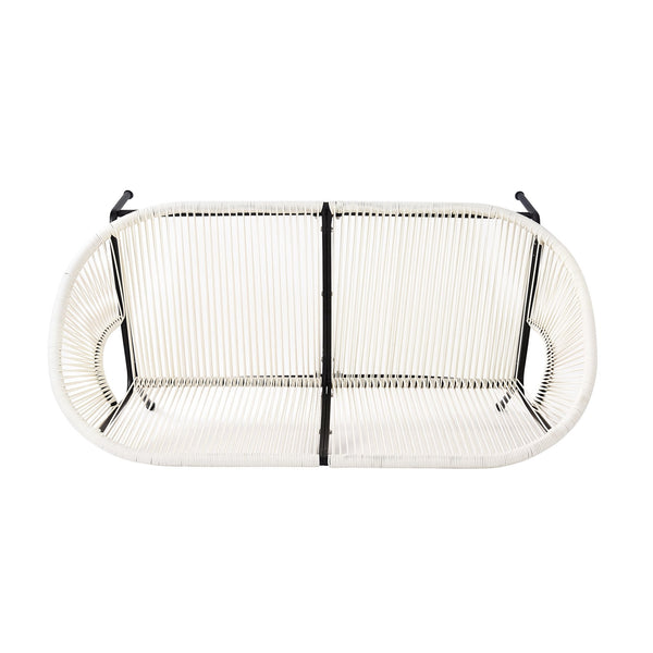 English Elm Christopher Knight Home® - NUSA Faux Wicker 3-Piece Outdoor Patio Chat Set with Rustproof Iron Frame, Curved Club Chairs & Loveseat White NUSA3PCSETWHI