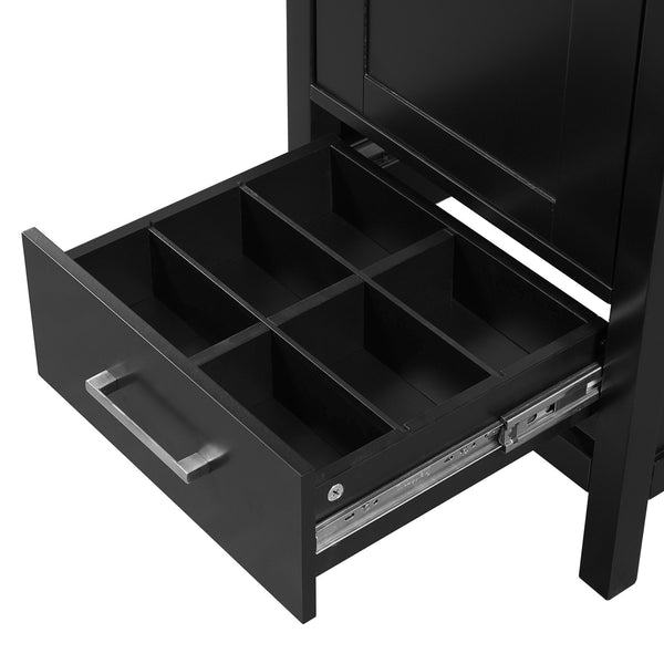 English Elm 18-Inch Modern Bathroom Vanity with Ceramic Sink, Soft-Close Doors, Divider Drawer & Adjusting Feet Black N729P334854B