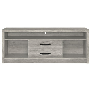 English Elm Bergeron Grey Driftwood TV Stand with 2 Drawers, Rustic Weathered Finish, Durable Engineered Wood Storage (59" Wide) B062P331091