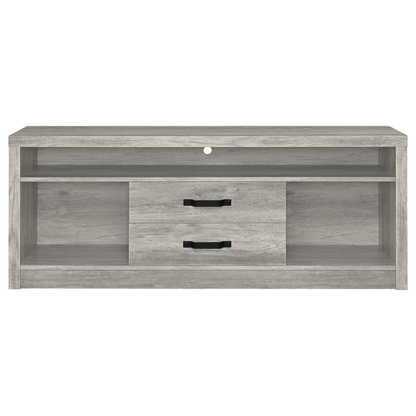English Elm Bergeron Grey Driftwood TV Stand with 2 Drawers, Rustic Weathered Finish, Durable Engineered Wood Storage (59" Wide) B062P331091