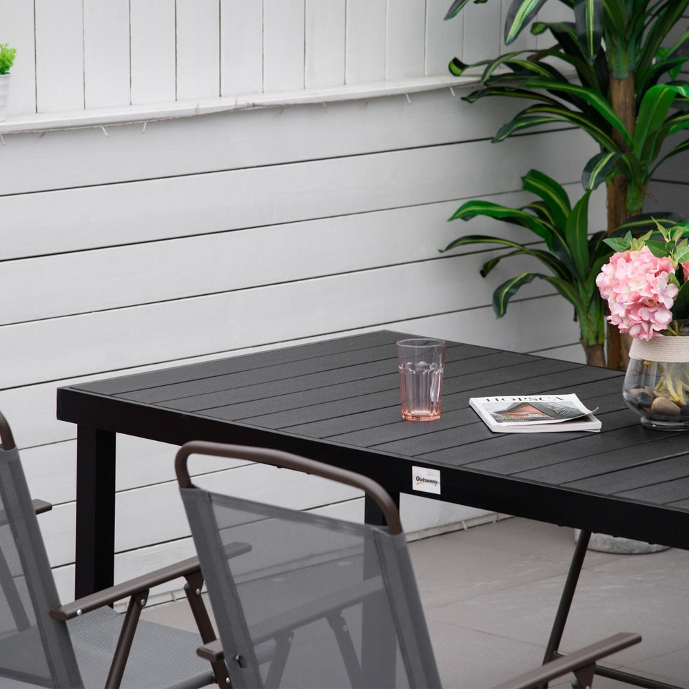 English Elm Outsunny 75" Rectangular Outdoor Dining Table For 8, Durable Aluminum Frame With Faux Wood Top W2225P174355-GIGA