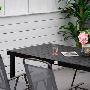 English Elm Outsunny 75" Rectangular Outdoor Dining Table For 8, Durable Aluminum Frame With Faux Wood Top W2225P174355-GIGA