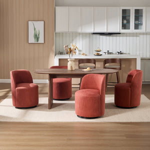 English Elm Set Swivel Barrel Accent Chair Armless Linen Upholstered Compact Seat for Dining Vanity Bedroom Orange W3244P454057