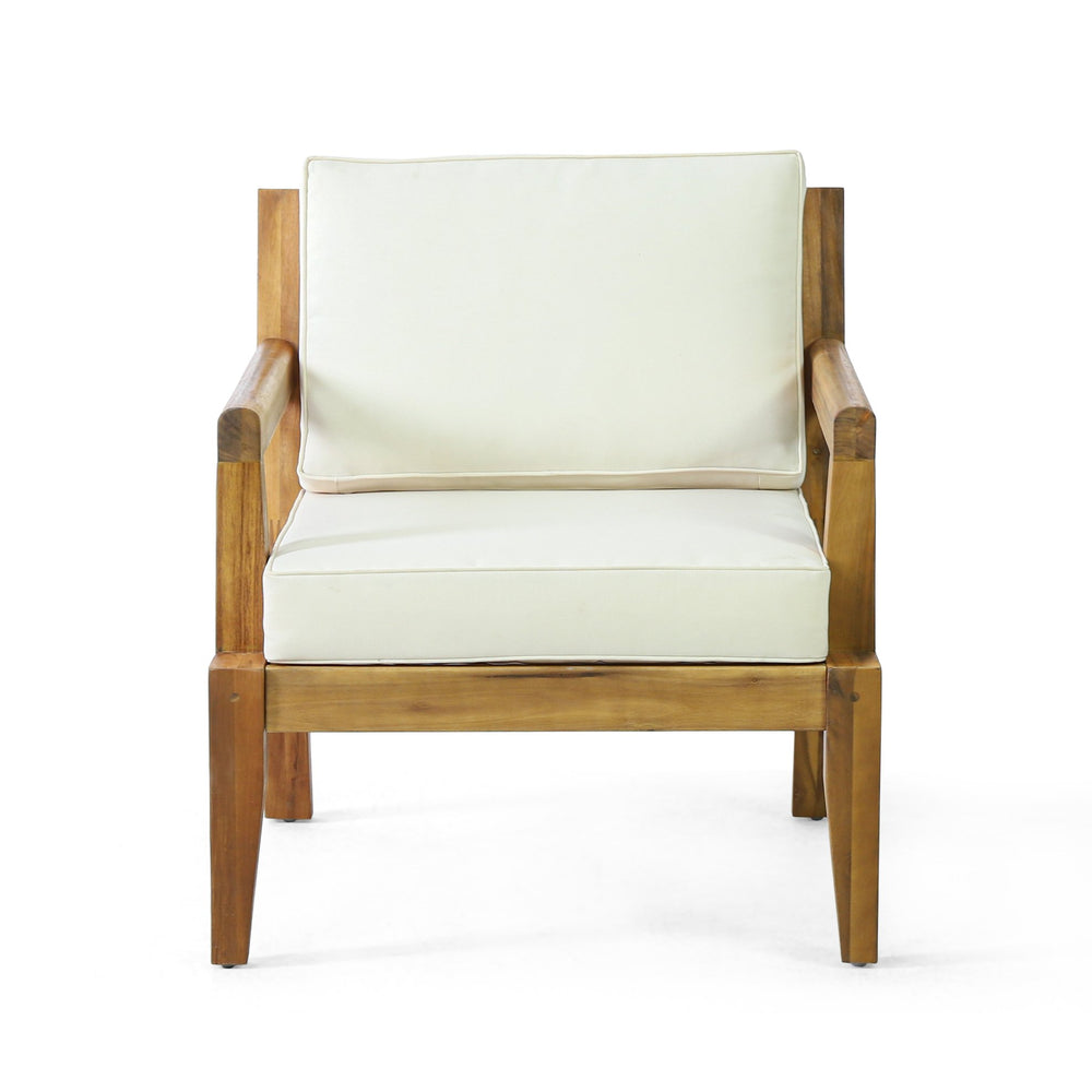 English Elm Christopher Knight Home® - Set of 2 Acacia Wood Patio Club Chairs with Water-Resistant Beige Cushions, Durable Teak Finish Seating 70787.00BGE-2