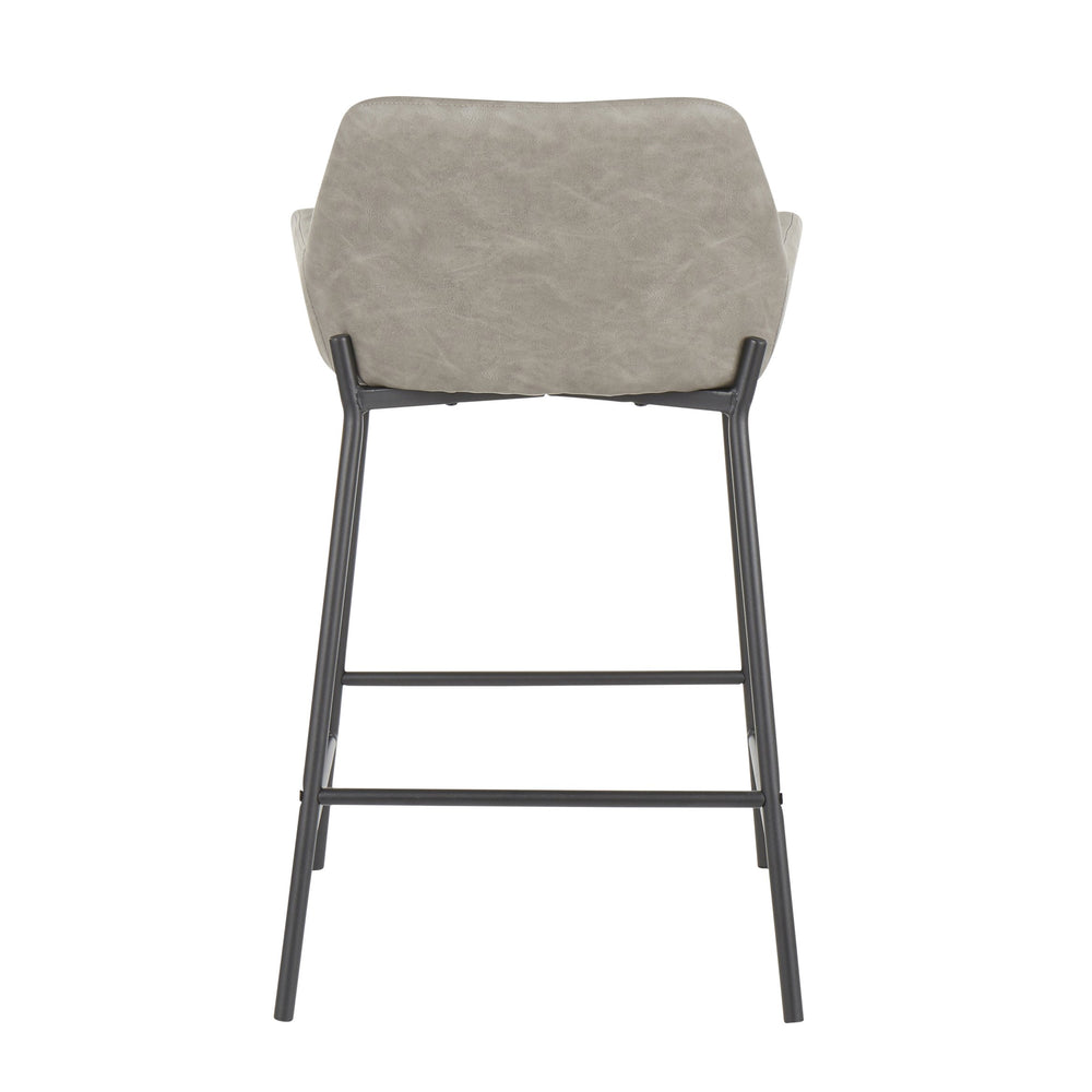 English Elm Daniella Industrial Counter Stool with Padded Faux Leather Seat and Black Metal Frame, Set of 2 Grey B202P221717