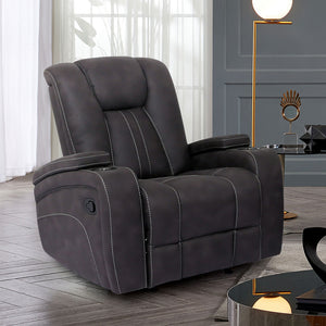 English Elm Transitional Multi-Function Glider Recliner with Channel Back, Cup Holders, Hidden Storage, Upholstered Comfort Dark Gray 39 L x 30 W x 28 H B2741P384501