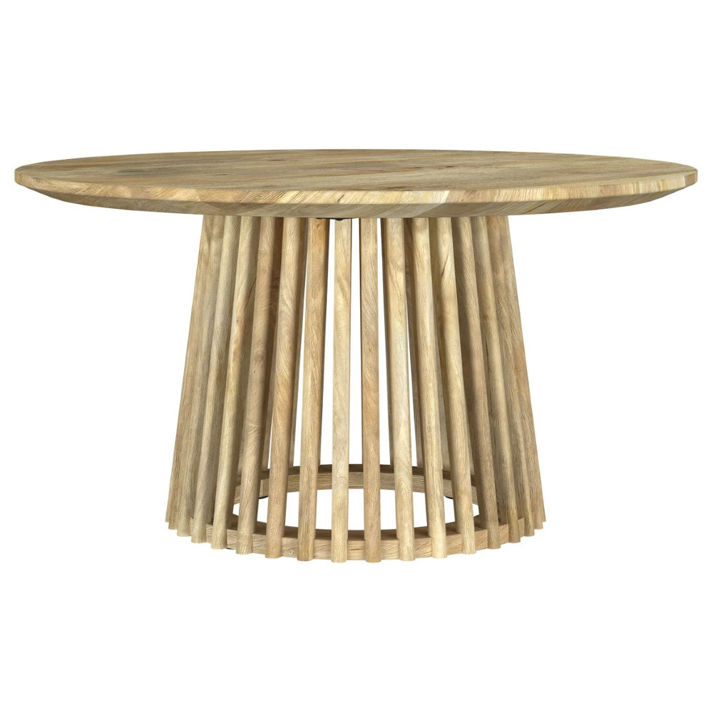 English Elm Diana Solid Mango Wood Round Coffee Table Sculptural Base for Bohemian Living Rooms B062S01678