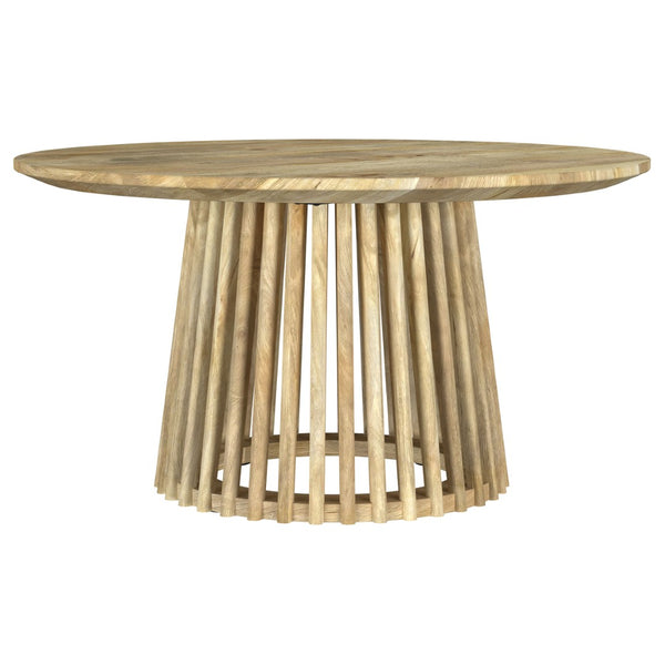 English Elm Diana Solid Mango Wood Round Coffee Table Sculptural Base for Bohemian Living Rooms B062S01678