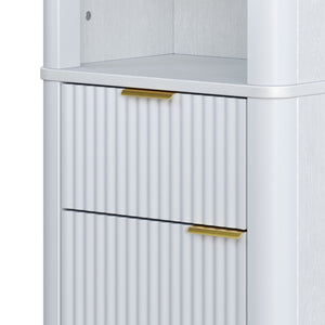 English Elm 68" Tall Fluted Freestanding Storage Cabinet with Drawer and Adjustable Shelf for Bathroom White N817P375218W