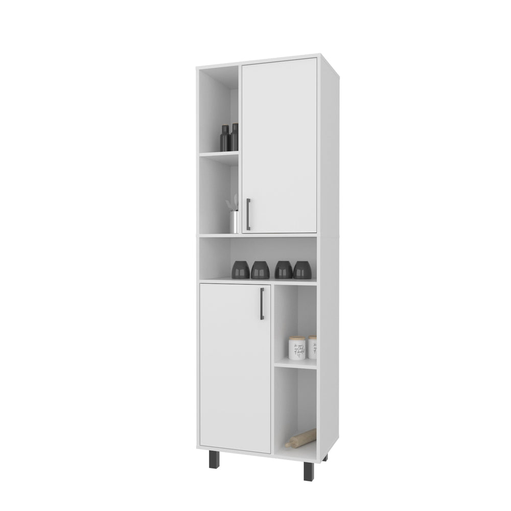 English Elm FM Buckeye Kitchen Pantry Cabinet with Open Shelves and Closed Storage, Space-Saving Modern Design White 43.71 L x 20.48 W x 9.45 H B128P301403