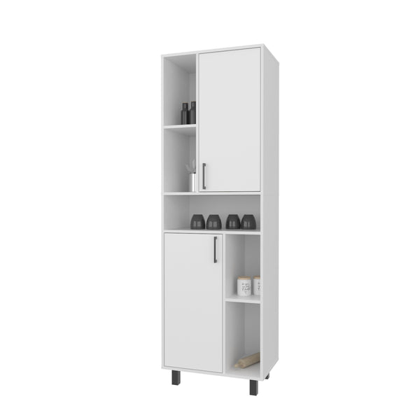 English Elm FM Buckeye Kitchen Pantry Cabinet with Open Shelves and Closed Storage, Space-Saving Modern Design White 43.71 L x 20.48 W x 9.45 H B128P301403