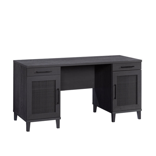 English Elm Desk, Sleek Black Engineered Wood Workspace With Ample Surface, Cable Management & Easy Assembly B356P402681