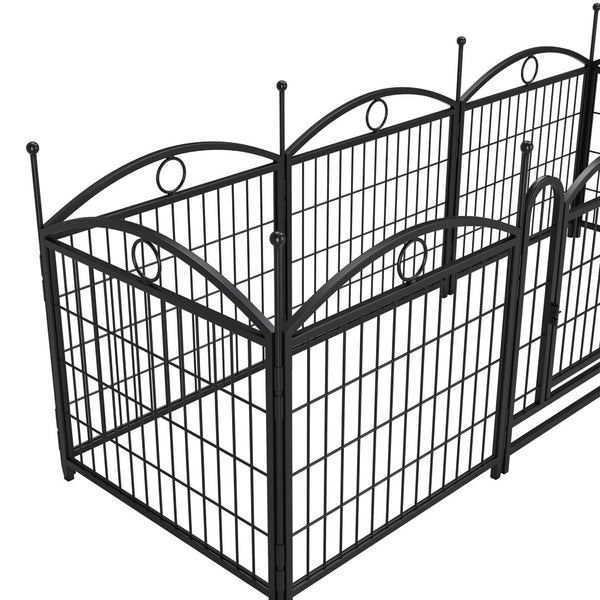 English Elm Dog Playpen 8 Panel Heavy Duty Iron Pet Enclosure Foldable Indoor Outdoor Exercise Pen Black W368P233996