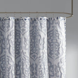 Madison Park Odette Traditional Jacquard Shower Curtain MP70-6876 Navy/Silver