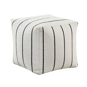 English Elm Modern Square Pouf In Off-White Jacquard Fabric – Versatile Seating & Footrest For Small Spaces B011P251657