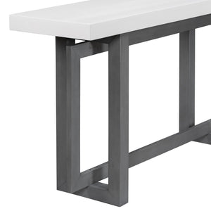 English Elm U_style Farmhouse Console Table with Three Drawers Open Shelf Entryway Organizer Dark Gray+White N711P410422M