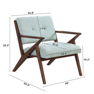 English Elm Christopher Knight Home® - 30" Mid-Century Modern Accent Chair in Light Green Upholstery with Tufted Cushions and Solid Wood Frame - Cozy Stylish Seating N767P205861G
