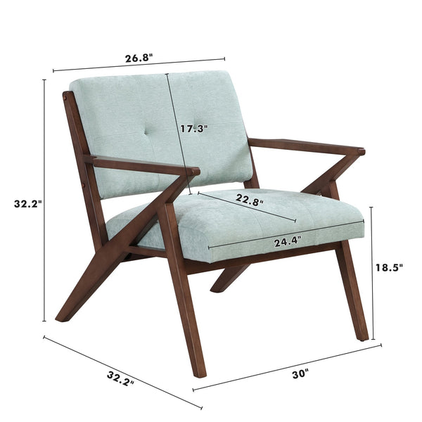 English Elm Christopher Knight Home® - 30" Mid-Century Modern Accent Chair in Light Green Upholstery with Tufted Cushions and Solid Wood Frame - Cozy Stylish Seating N767P205861G