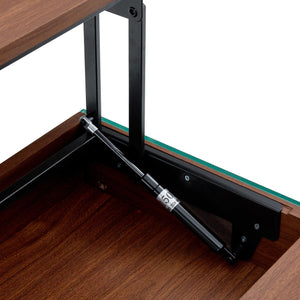 English Elm Multifunctional Lift Top Coffee Table with Tempered Glass Legs, Ergonomic Storage and Durable MDF Finish Wood W2920P226074