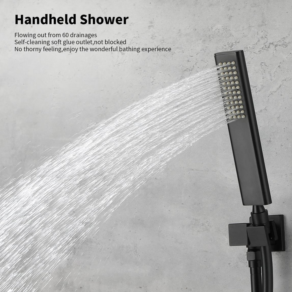 English Elm Male Npt Tub Faucet Set - Matte Black Wall-Mount Shower With Handheld, Solid Brass Waterfall Design T3177P272087