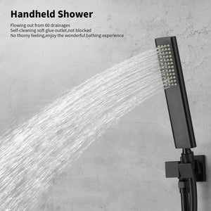 English Elm Male Npt Tub Faucet Set - Matte Black Wall-Mount Shower With Handheld, Solid Brass Waterfall Design T3177P272087