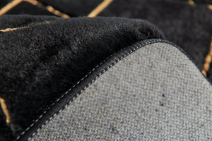 English Elm Luxury Faux Fur Area Rug - Soft Geometric Design With Gold Accents, Machine Washable & Durable Comfort B030P233705