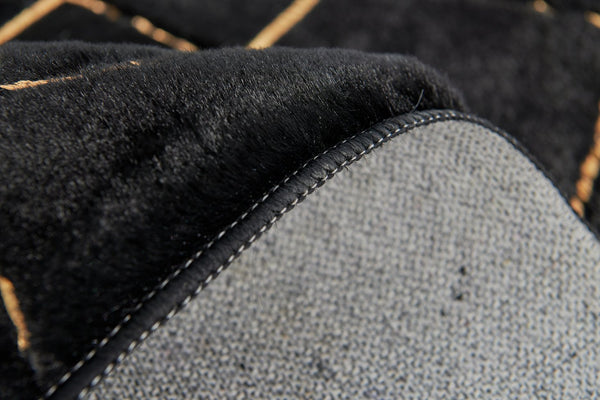 English Elm Luxury Faux Fur Area Rug - Soft Geometric Design With Gold Accents, Machine Washable & Durable Comfort B030P233705