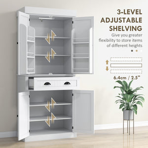 English Elm Homcom 71" Smart Kitchen Pantry Cabinet With Motion Sensor Light, Adjustable Shelves & Ample Storage W2225P249917