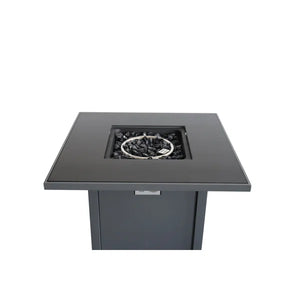 English Elm 25'' 25'' H x 30'' W Steel Outdoor Fire Pit Table with Lid, Gray, 40,000 BTU, 8hr Burn Time, Push-Button Ignition B120P230266