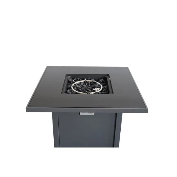 English Elm 25'' 25'' H x 30'' W Steel Outdoor Fire Pit Table with Lid, Gray, 40,000 BTU, 8hr Burn Time, Push-Button Ignition B120P230266