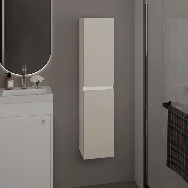 English Elm Bathroom Cabinet Slim White Engineered Wood, 2 Doors 4 Shelves for Organized Compact Bathroom Storage B097P369423