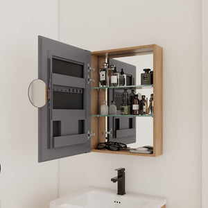 English Elm 20'' Wall Mounted Bathroom Medicine Cabinet with Mirror Adjustable Shelves Plywood W999P470282