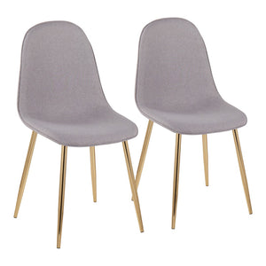 English Elm Pebble Contemporary Chair Set Of 2 In Gold Steel & Light Grey Fabric - Stylish, Comfortable Seating B202P223625-GIGA