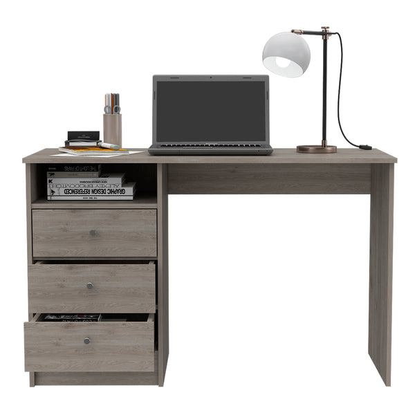 English Elm Computer Desk Nemocon 3-Drawer Light Gray — Spacious 46" Top, Open Shelf, Modern Minimalist Design B097S00097