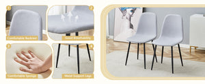 English Elm Scalable Extension Dining Set Linen Upholstered Chairs Wood Grain Table Modern Luxe W1151S04675