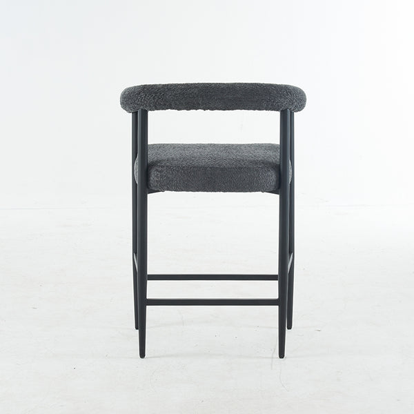 English Elm Modern Upholstered Bar Stools with Boucle Fabric and Armrests, Sturdy Metal Frame, Ergonomic Comfort DARK GREY W1901P264275