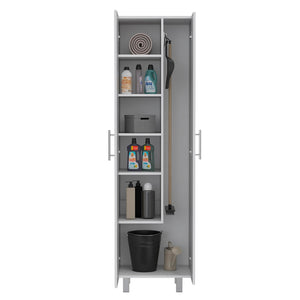 English Elm Bacoa Tall Utility Cabinet with Broom Storage and Five Shelves for Laundry Rooms B097S00237