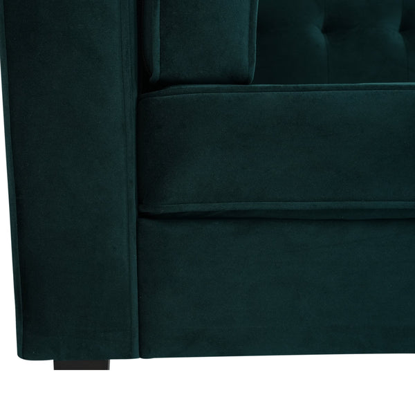 English Elm Christopher Knight Home® - 3-Seater Elegant Tufted Velvet Sofa with Solid Eucalyptus Frame, High-Density Foam Cushions and Dark Wood Legs Frosty Green N765P165496