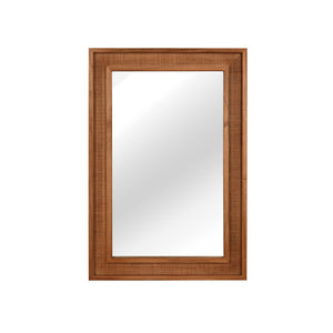 English Elm Natural Rattan Wrapped Solid Wood Rectangular Mirror Handcrafted Farmhouse Bathroom Entryway Yellowish-Brown W2203P436619